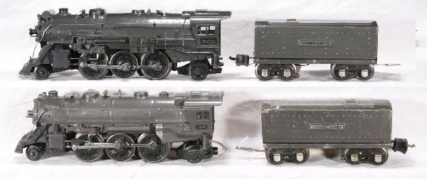 NETTE - 4 Pc. LIONEL Loco & Tender Lot: 225E Loco; 224E Loco, both C7; 2689W tender, 38 coupler, C6; 2689W tender, C4