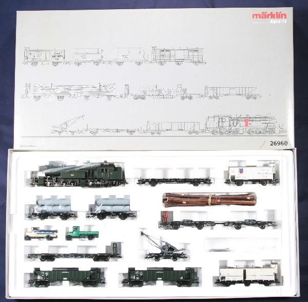NETTE - MARKLIN HO 26960 Bavarian Freight Train:: One of Marklin's largest sets. Gt 2X4/4 BR96 Digital 0-8-8-0 Tank Loco w/11 Freight cars, Very Ltd Production, osb C9