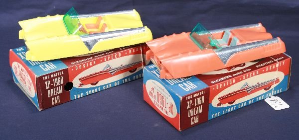 NETTE - 2 Mint Boxed MATTEL XP-1960 Dream Cars:: HP, 8" L ea., unused, bright chrome, obs minor wear, C8+