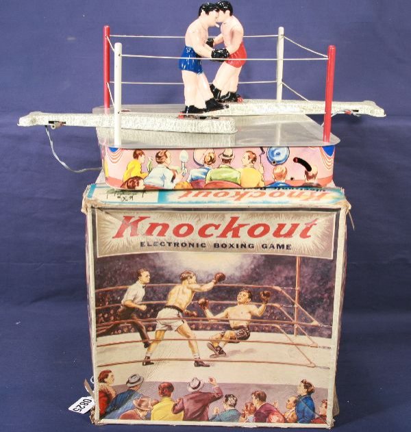 NETTE - NORTHWEST PROD. Knockout Boxing:: Litho tin w/HP figures, Bat. Ob. Untested, Bat. box clean, nice side graphics, original ring ropes, ob C7