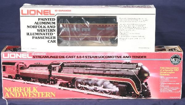 NETTE - LIONEL/MPC 8100 & 7203 N&W Loco & Diner:: Class J N&W Steam Loco & tender; 7203 Diner, obs C9