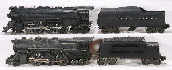 NETTE - LIONEL 2035 & 2065 Steam Loco: 2035 Steam Loco, missing 1 jewel, minor embellishment; 6466W Tender, lettering painted over; 2065 Hudson Loco; 2046W Tender, 1 broken step, o/w C6