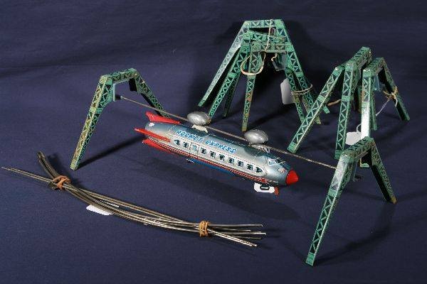 NETTE - Unusual MARX Rocket Express Monorail:: Litho Tin, Bat. Op. untested, Complete set, bat box clean, C7