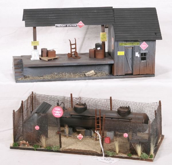 NETTE - 2 Custom O Scale Structures:: More From Harry Burke; REA Freight Station & Texaco Oil Depot, nicely detailed, C8