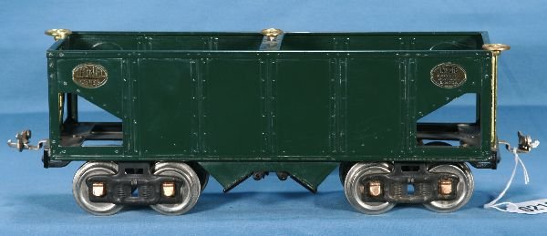 Nice LIONEL 216 Hopper:: ST. Ga., Super paint, brass trim w/late brake wheels, a few puffs of mildew inside on lower edges(may clean), some polish residue, o/w outside clean & shiny, o/w C7+