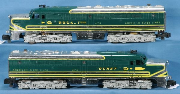 AMERICAN FLYER 474 & 475 Rocket Diesels:: S Ga., Chrome versions, decals 80%, C5+