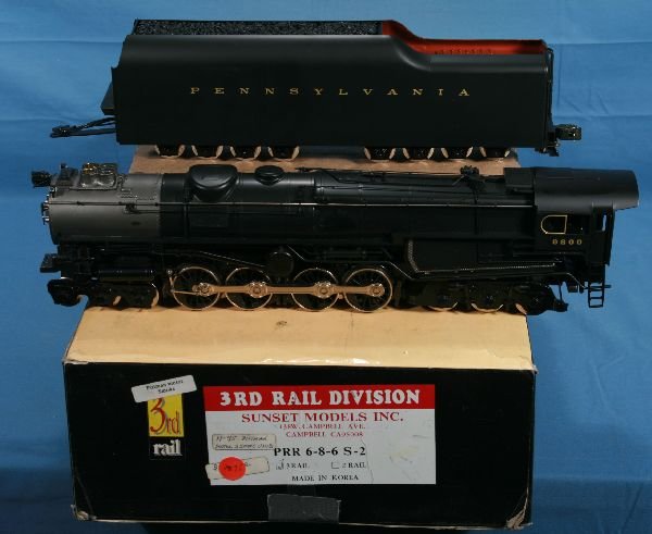 SUNSET BRASS 3RD Rail PRR Turbine:: 3-Rail, Pittman motor w/double smoke units, factory painted w/parts still sealed, obs C9