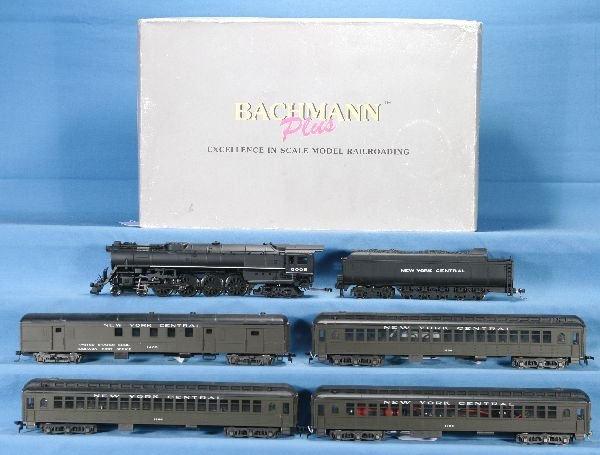 NETTE - 5 Pc. HO Ga. NYC Passenger Set:: Bachmann Plus 31305 Niagara Steam Loco w/smoke, ob; Rivarossi Heavyweight RPO, & 3 Coaches, C8