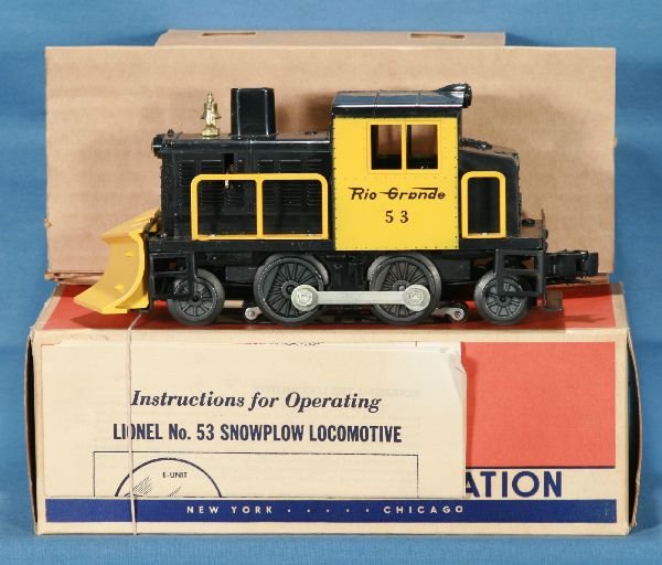 NETTE - LN Boxed LIONEL 53 RG Snow Plow:: Super clean w/perfect struts, instr. & insp. Label, ob w/insert is a brick! C8+ Nice!