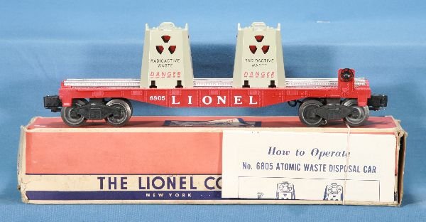 NETTE - NMint Boxed LIONEL 6805 N.E.W. Flat:: Very clean w/intact handles, unrun flat, rough ob w/instr. Sheet, car C9 WOW!