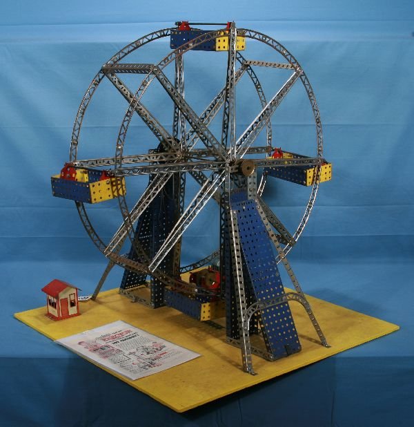 NETTE - AC GILBERT Erector Store Display:: Ferris Wheel, 98% complete w/original base, minor oxi on some pieces 24" square base X 26" Tall, includes 1952 ad sheet, o/w C6