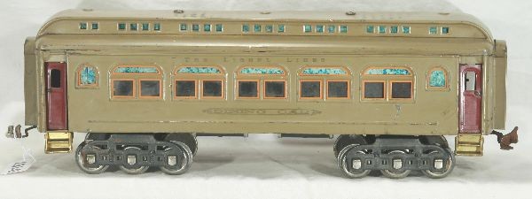 NETTE - LIONEL 431 Diner Car:: ST. Ga., Mojave w/orange rim & maroon doors, monitor has some disturbance, from moisture & cardboard contact, o/w C6
