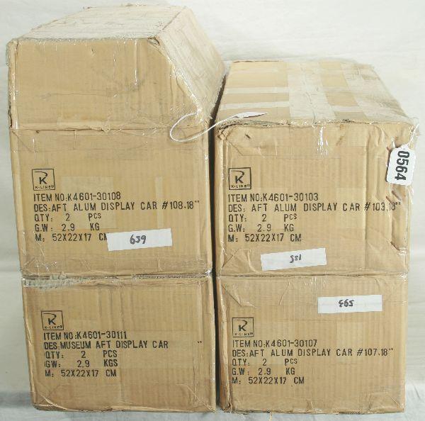 NETTE - 4 K-LINE Am. Freedom Train Cars:: Museum AFT Display Cars, K4601-30103, 30107, 30108, 30111, 1 has additional piece attached, may be display stand, all factory sealed in shippers, C10