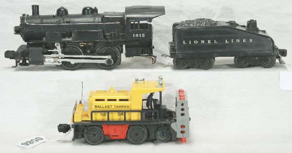NETTE - LIONEL 1615 & 54 Engines:: 1615 Steam Switcher; 1615 Tender, a few oxi spots on frame; 54 Ballast Tamper Motorized Unit, o/w C7-
