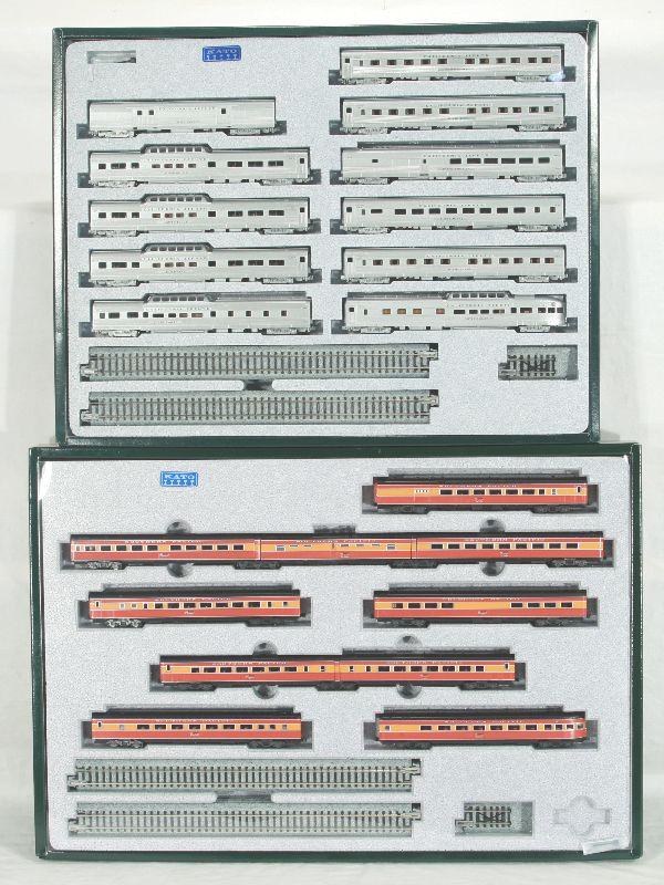 NETTE - 2 KATO N Ga. Passenger Sets:: 106-060 SP Morning Daylight 10 Car Set w/Display Unitrack; 106-055 California Zephyr 11 Car Set w/Display Unitrack; obs C9.