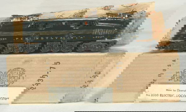 NETTE - Mint Boxed LIONEL 2330 PRR GG1: 1950 Only! As good as it gets! Fantastic Stripes, super shiny patina w/100 decals, unrun, wrapping, instr, lube tube, ob & insert, C9+ WOW!