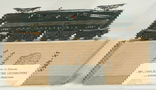 NETTE - Mint Boxed LIONEL 2360 PRR GG1 Electric: As good as it gets! Green 5-Striped, clean & shiny, mirror finish stripe are scary bright, unrun, instr., ob w/insert is C7, loco C9+ WOW!