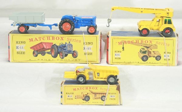 NETTE - 3 Boxed MATCHBOX Kings, Plus:: K11 Tractor & Trailer; K14 Mobile Crane; plus MP10 Dumper w/repaired ob, o/w obs some wear, C8+-9