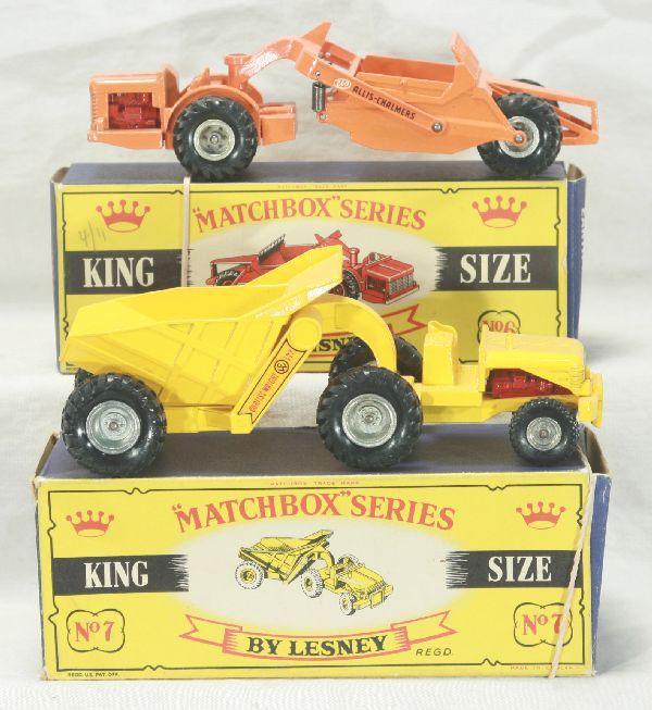 NETTE - MATCHBOX K6 & K7 Construction Vehicles:: K6 Allis-Chalmers Scraper; K7 Curtis Wright Rear Dumper, obs C9+
