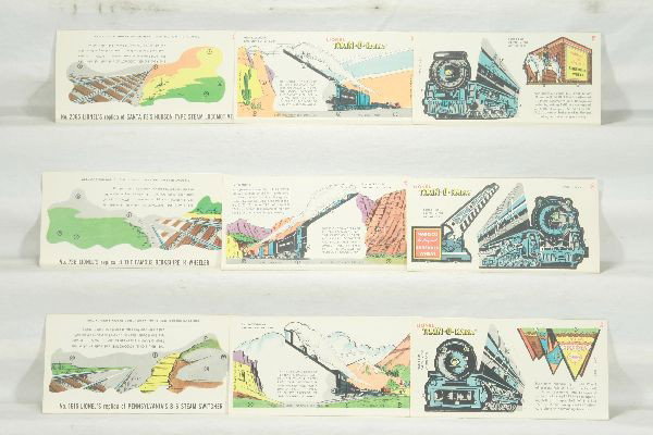 NETTE - 4 of 6 LIONEL/ Shredded Wheat Premium Lot: Locomotive Train-O-Ramma, Includes 3 different uncut pieces of each. 6B 1615 Switcher; 5B 736 Berkshire; 7B 2065 Hudson, clean & square.