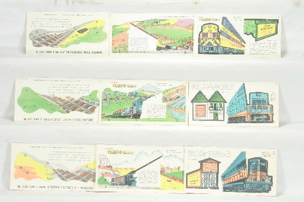 NETTE - 5 of 6 LIONEL/ Shredded Wheat Premium Lot: Locomotive Train-O-Ramma, Includes 3 different uncut pieces of each. 10B 2338 MR GP-7; 3B 621 JC NW-2 Diesel; 9B 2322 Virginian FM, Clean & Square.