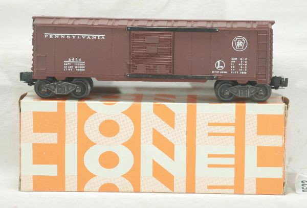 NETTE - LN Boxed LIONEL 6464-200 PRR Boxcar:: Late production, type IV body, tough Haegerstown ob, C8+
