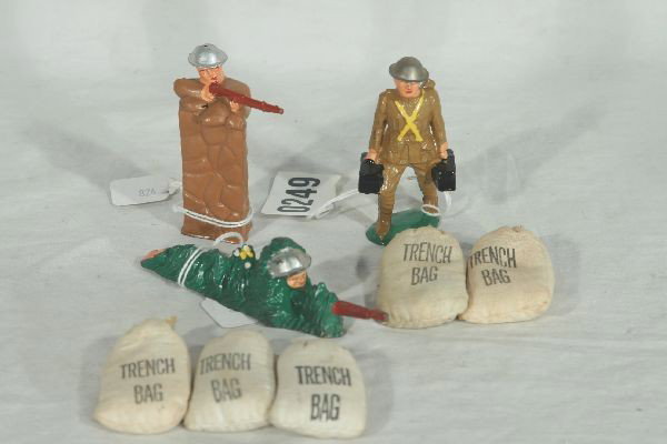 NETTE - 3 Tougher DIMESTORE Figures, Plus:: B129; B69; M87, all C9+; plus 5 Trench Bags