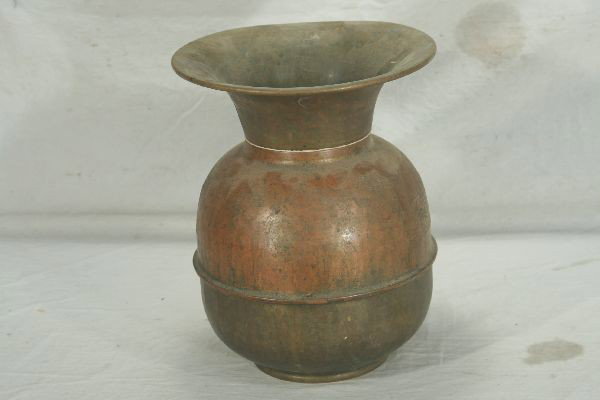 NETTE - Union Pacific RR Spittoon:: Well used & tarnished, embossed w/train & Union Pacific RR, brass, 11 1/2" T.