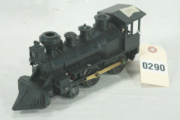 Scarce Marx prototype William Crooks loco: Unpainted cab, handmade pony truck w/ 4 wheels, o/w regular production piece w/light added, Has light to moderate play wear.