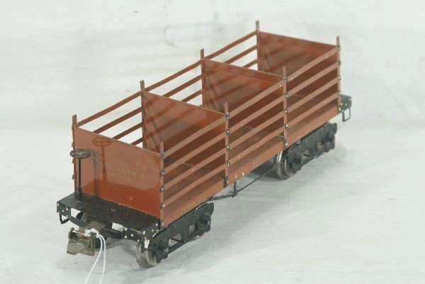 Nice Ives 191 Pennsylvania Coke car St-gauge: Light brown color, clean w/ super lettering, minor oxidation spots on couplers, all slats intact and orig., Has light to moderate play wear.