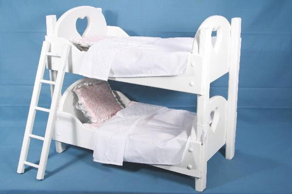 Hand Painted Dolls Bunk Bead: Painted pine bed, 22 X 12 X 20", includes linens, labeled Sara on end, nice original condition, Excellent Plus For Bigger and Better photos or information about consigning in our future events go to o