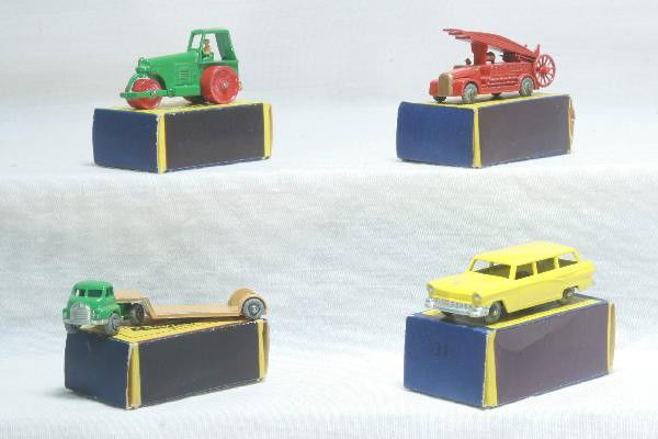 4 Boxed Early Matchbox Vehicles: Model 9 shows light to moderate playwear, models 1, 27 & 31 are Like New, all Metal Wheelss, Moko Lesney obs are clean. For Bigger and Better photos or information about consigning in our future event