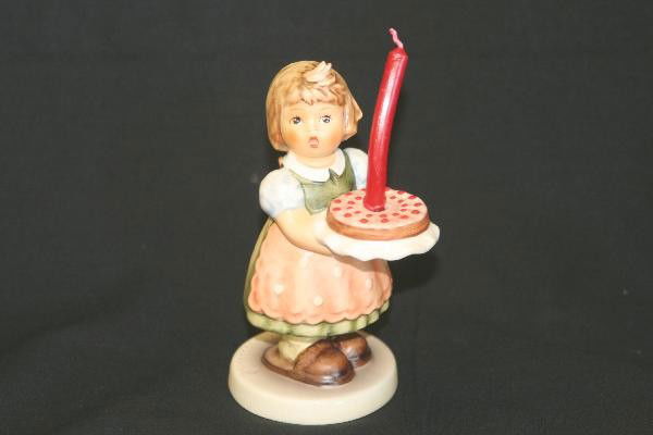 Hummel Birthday Candle 440: 6" Tall, stamped Goebel, collectors club edition, candle bent, not broken. Free From Cracks Flakes and Chips. For Bigger and Better photos or information about consigning in our future events go to ou
