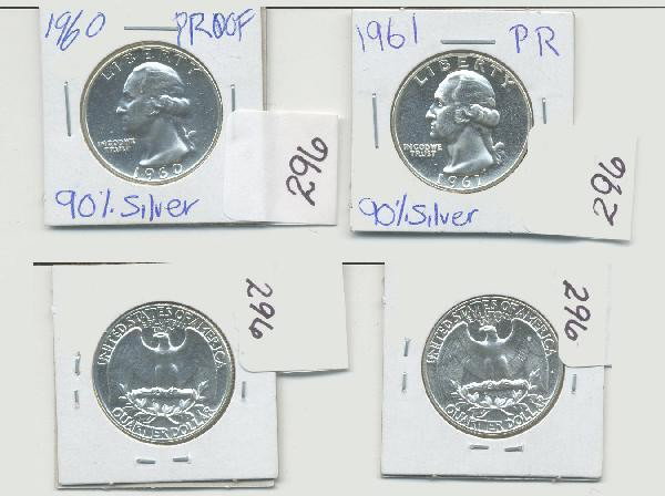 2 Proof Quarters.: Includes: 1960 and 1961. For Bigger and Better photos or information about consigning in our future events go to our website