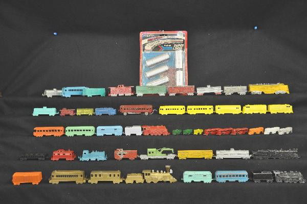 Large Midgetoy Diecast Train Toys: 40 plus pieces in various conditions1 set being sealed on original card. For Bigger and Better photos or information about consigning in our future events go to our website