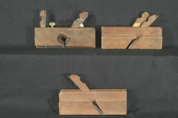 Three Early Wood Molding Planes: 9" Long each, unusual cuts two are double bladed. For Bigger and Better photos or information about consigning in our future events go to our website