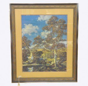 Large Maxfield Parrish Landscape: Dated 1936, 26 X 31" ornate modern frame, print is clean & bright. Landscapes are much more unusual for Parrish.