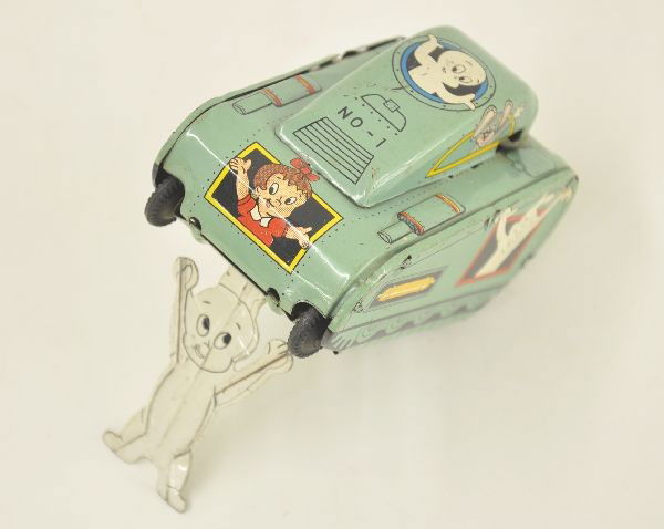 Marx Casper the Friendly Ghost Turn Over Tank: Stamped Line Mar Japan, Tin Litho "Casper the Friendly Ghost" 4" turn over tank. Mechanism functional. Litho is bright and clean. Shows light playwear