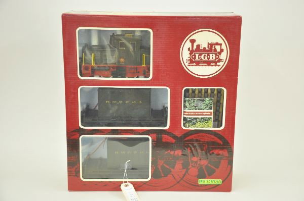 Boxed LGB G-Gauge PRR Set: 3877030 PA R.R. Set. Missing transformer Otherwise Like New.
