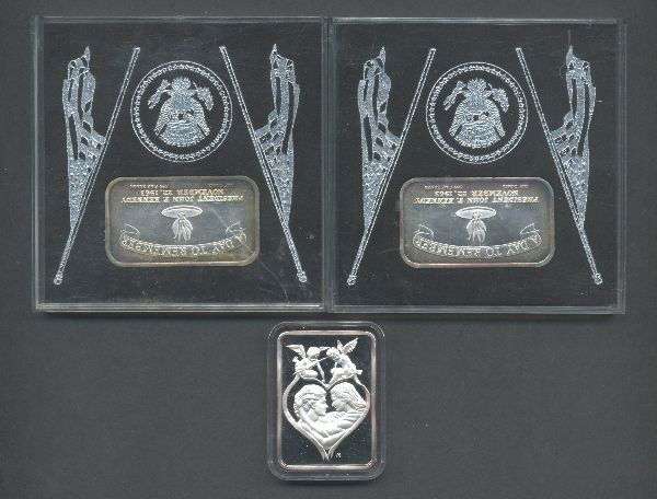 Three 1 oz Silver Bars: The "A Day to Remember" bars and pre-decorative bars