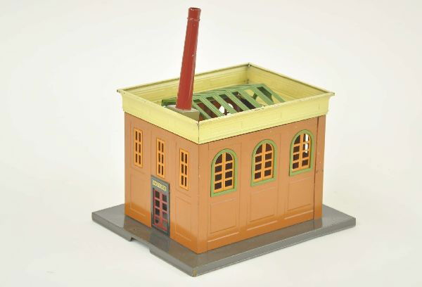 Lionel 436 Power Station: Mid-period colors, replaced chimney. Otherwise, clean and shiny showing light to moderate playwear. C6-C7