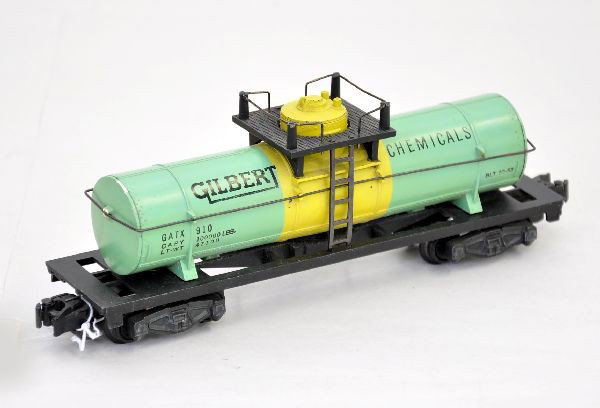 Scarce American Flyer 910 Gilbert Chemicals Tank C: Clean and original with strong lettering, shows light to moderate playwear. C7