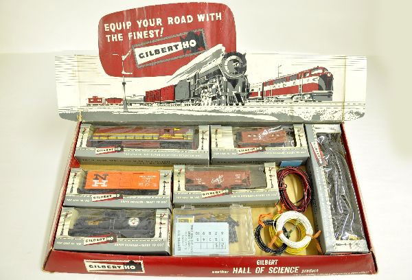 Boxed American Flyer HO Train Set 30325: HO 430 Alco diesel; 512 New Haven boxcar, one broken step; 518 Koppers tank car; 501 hopper; 516 NYC caboose. Original boxes with instructions and some track. Original set box shows some wear, shows l