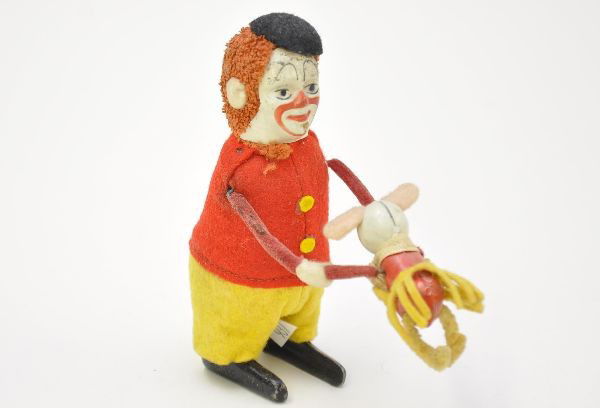 Schuco Clown Dancer With Mouse: Fairly clean, but mechanism does not function, shows light playwear. Otherwise, C7+