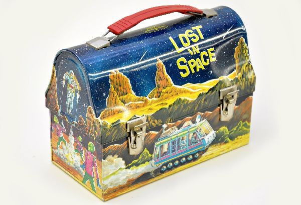 Rare Lost in Space Dome Lunch Box: One of the top ten lunch boxes for rarity made by Thermos Industries. Box is clean and shiny, like new.