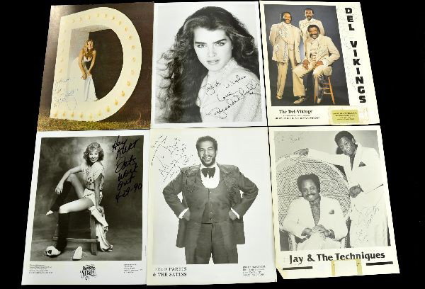 Large Lot of Signed & Unsigned Celebrity Photos: This group came from the Estate of Kurt Patzlaff who was a professional talent broker. Many of the 29 signed photos and snapshots are personalized to him. Most of the signatures date in the late 1980'