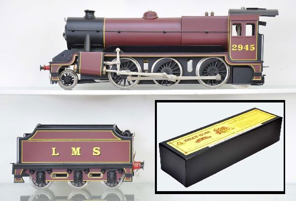 Modern Bassett-Lowke British LMS Stanier Mogul: O-Gauge, live steam in beautiful LMS colors. As new, original box with insert and shipper. C9-10