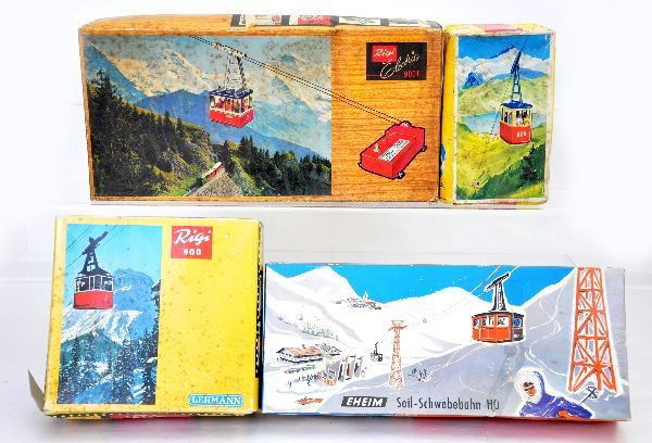3 Boxed Rigi Lehmann Cable Car Sets Plus: All appear lightly used, three different box presentations and an Eheim HO gauge cable car set, new in box. All have original boxes, one is worn. C8 The auction containing on the secondary lots will b