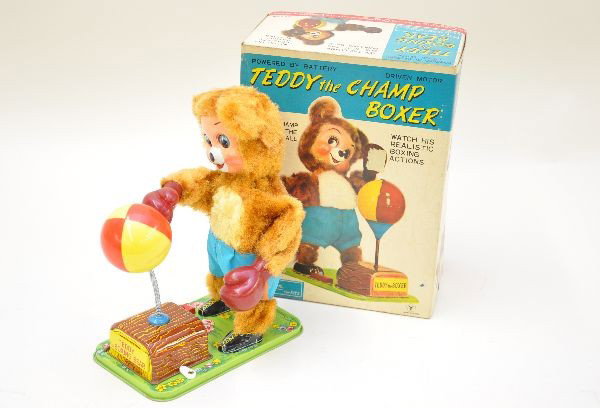 Boxed Teddy The Boxing Bear Toy: Yone Japan. Clean & bright, functional (not guaranteed), with great action. Has a nice original box, C9