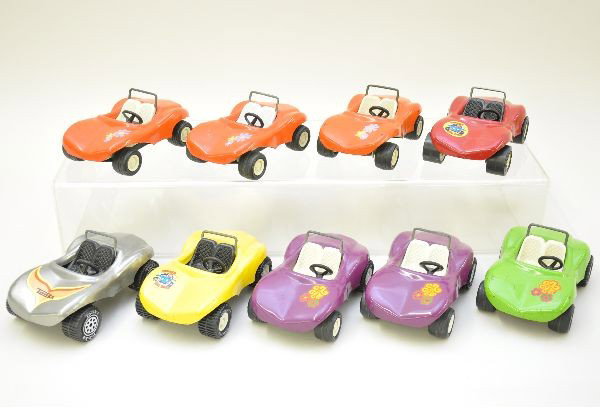 Tonka Dune Buggies: Circa 1970's. Painted pressed steel, all are 7" long, and show light to moderate playwear, C7-7+